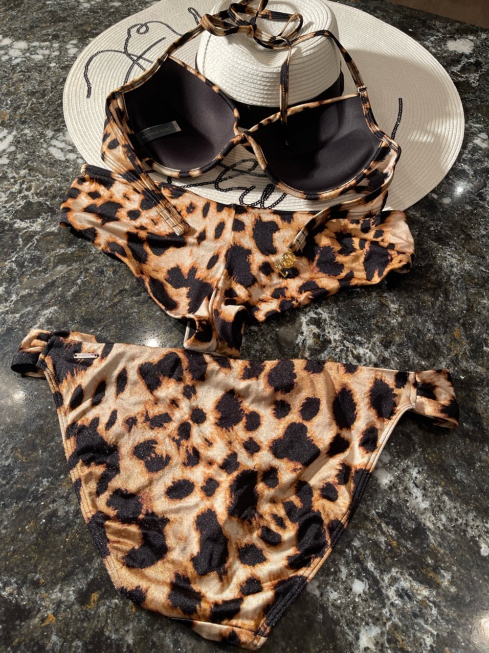 Victoria Secret bikini twist push-up leopard size 34C and S OR M bottoms - Picture 9 of 13